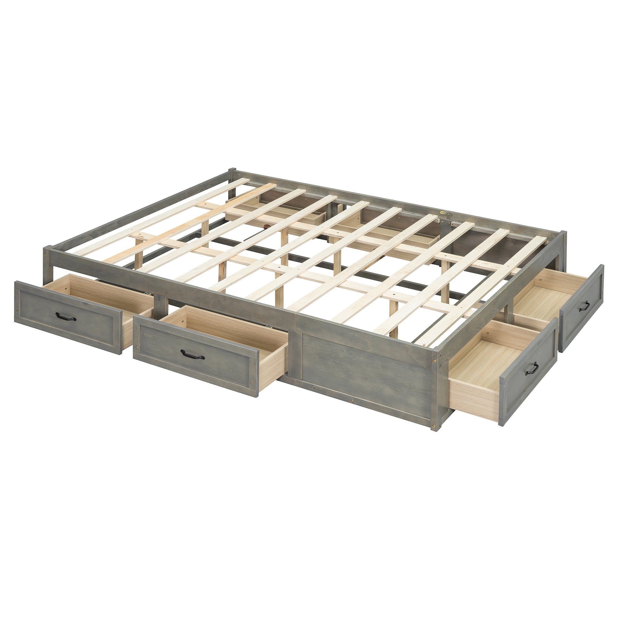 Queen Size Platform Bed with 6 Storage Drawers