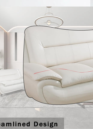 Leather 2 Piece Sofa Set, Sectional Couch, Modern Sofa for Living Room, Bedroom - B-Creamy White