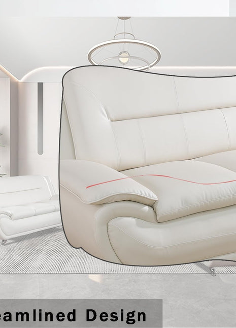 Leather 2 Piece Sofa Set, Sectional Couch, Modern Sofa for Living Room, Bedroom - B-Creamy White