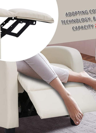 Beige Leather Massage Recliner Sofa-3