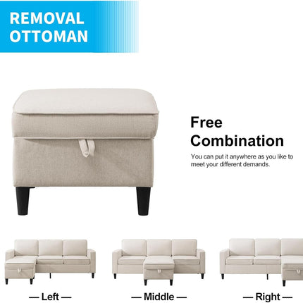 2 Piece Sofa Set, Sofa and Loveseat Sets for Living Room, L Shape Sectional Sofa with Chaise, 3 Seater Convertible Sectional Sofa Couch for Apartment-4