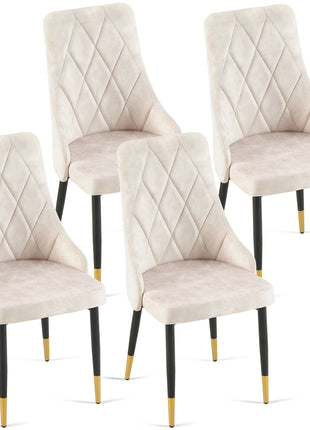 Set of 4 Beige Armless Dining Chairs-0