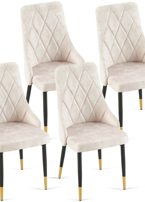 Set of 4 Beige Armless Dining Chairs-0