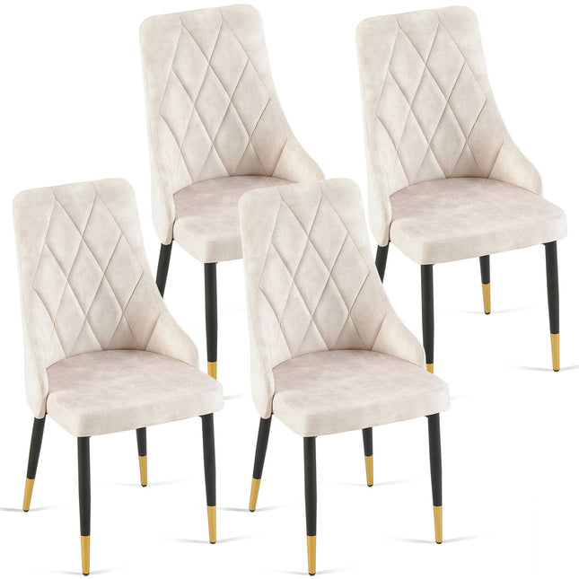 Set of 4 Beige Armless Dining Chairs-0