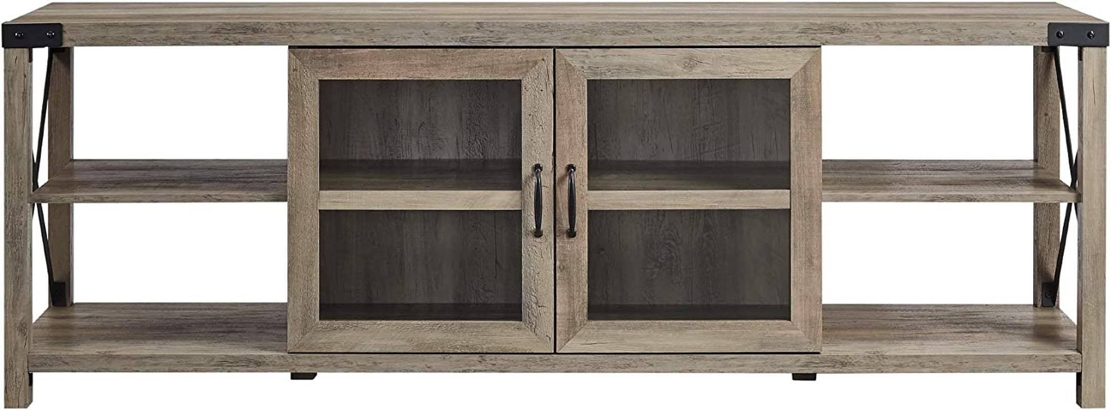 Rustic Modern 70 Inch TV Console With Open Shelves