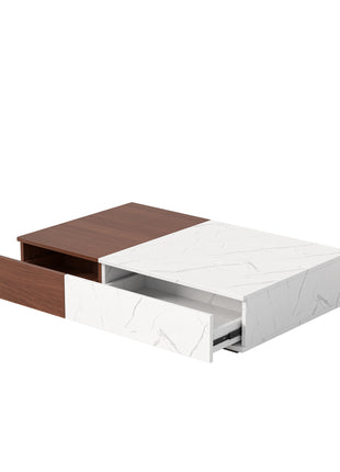 Modern Style Walnut Coffee Table With Two Storage Spaces-0