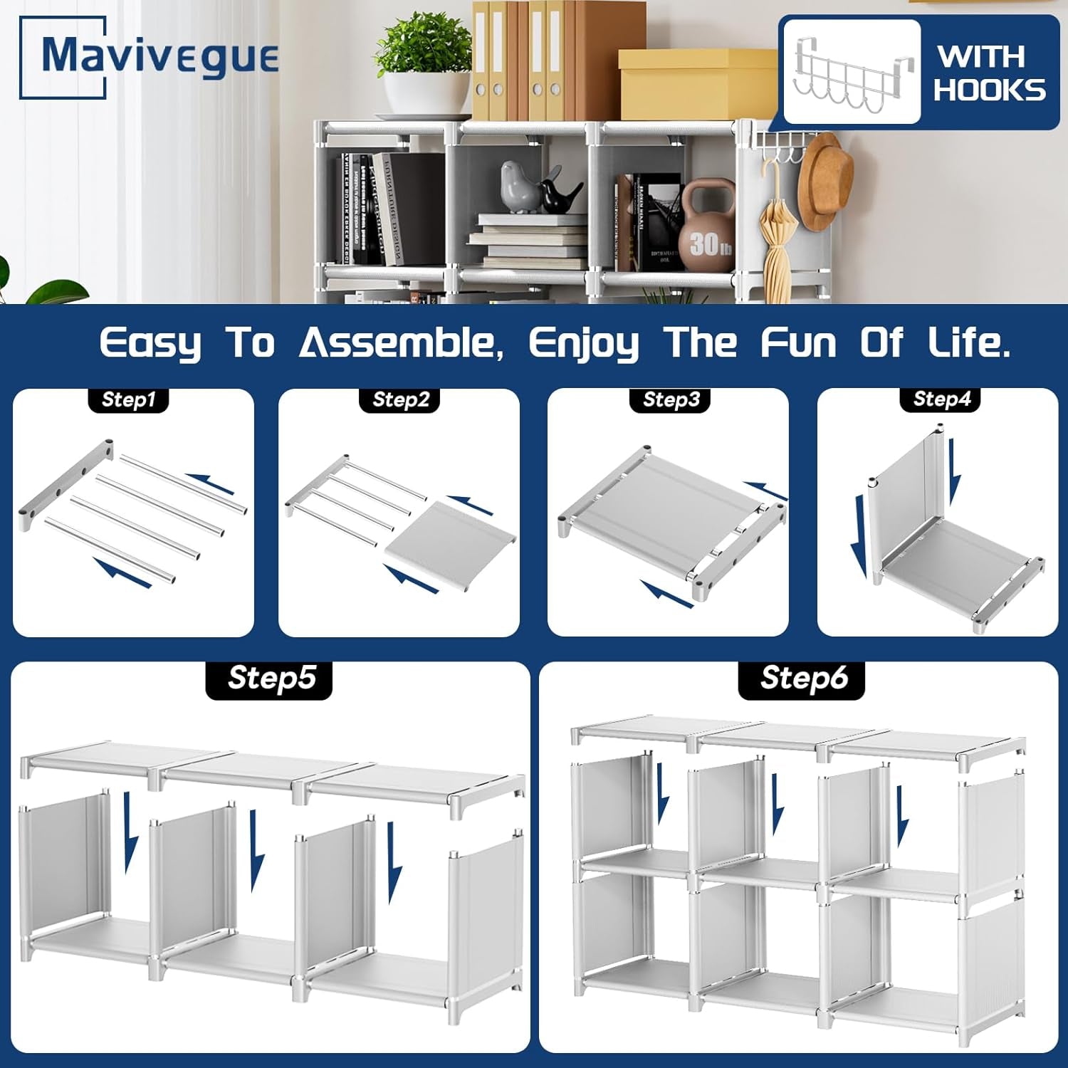 Book Shelf, 12 Cube Storage Organizer, Closet Storage Organizer, White Cubicle Storage Rack