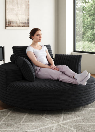 55''L Corduroy Chenille Foam Single Swivel Chair, Fluffy Modern Sleeper, 360 Degree Swivel Chair for Living Room, Bedroom, Lounge and Projection Room-0