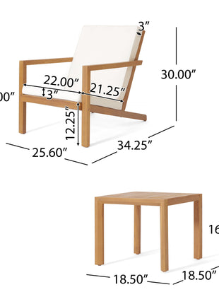 3 Pieces Acacia Wood Outdoor Minimalist set-4