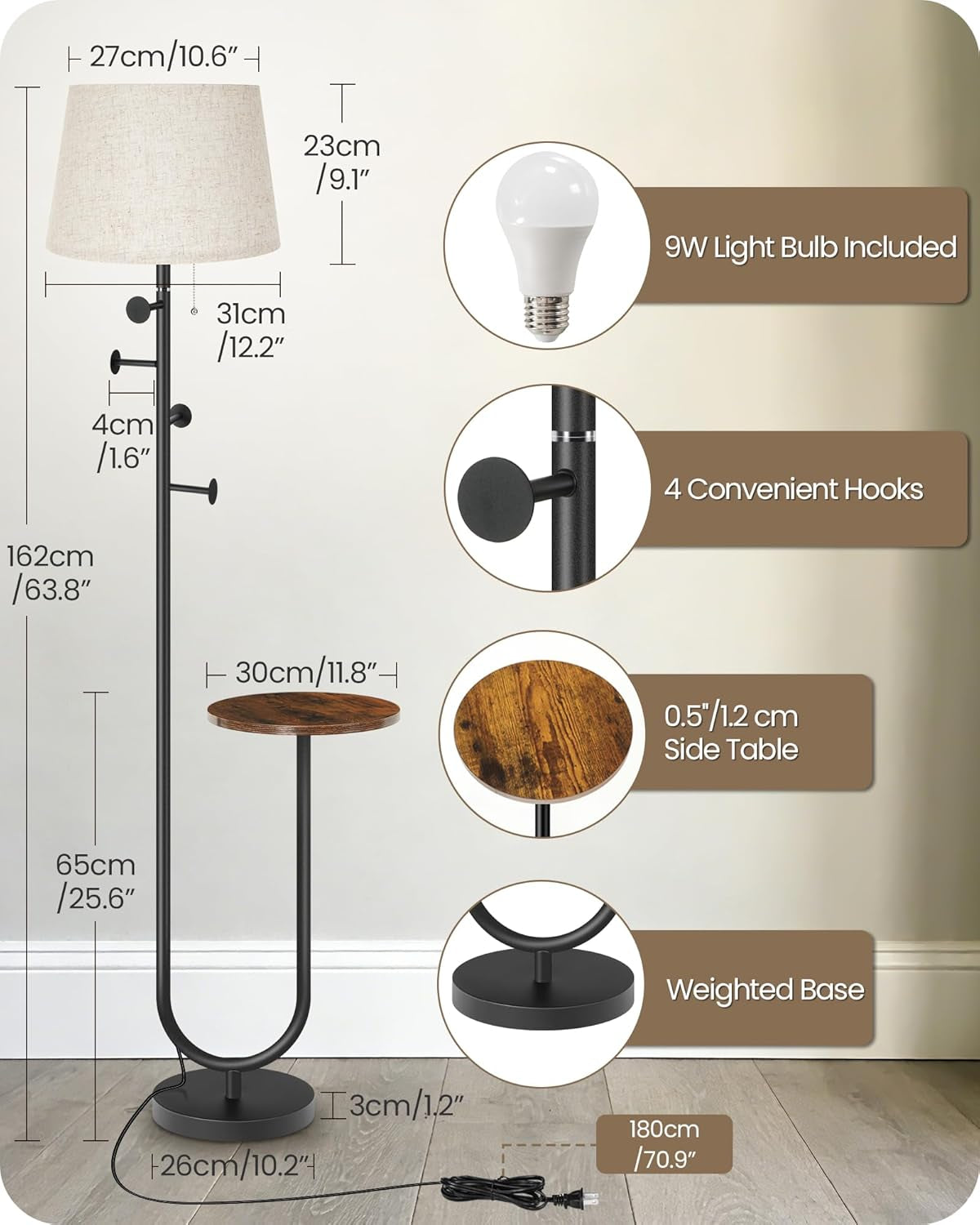 Floor Lamp With ThreeColorTemperature
