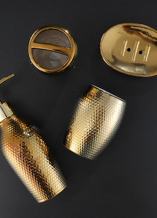 4 Pieces Golden Ceramic Bathroom Set-3