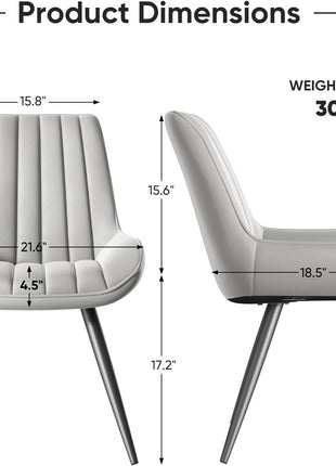 Modern Dining Chairs Set of 4, Comfy Dining Room Chairs with Thick Cushions, Upholstered Fabric Kitchen Side Chairs with Metal Legs, Grey-1
