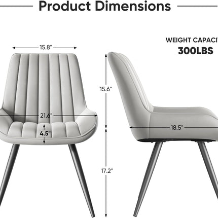Modern Dining Chairs Set of 4, Comfy Dining Room Chairs with Thick Cushions, Upholstered Fabric Kitchen Side Chairs with Metal Legs, Grey-1