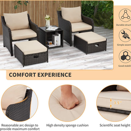 Five Piece All Weather Wicker Patio Furniture Set-3