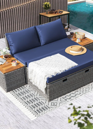 Comfortable Multifunctional Outdoor Day Bed with Side Tables-1