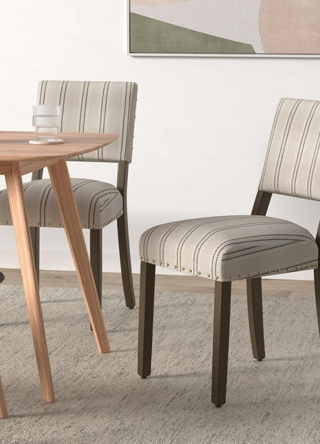Home Decor | Upholstered Dining Chairs | Dining Chairs Set of 2 with Nailhead Trim | Decorative Home Furniture, Black and White Stripes-1