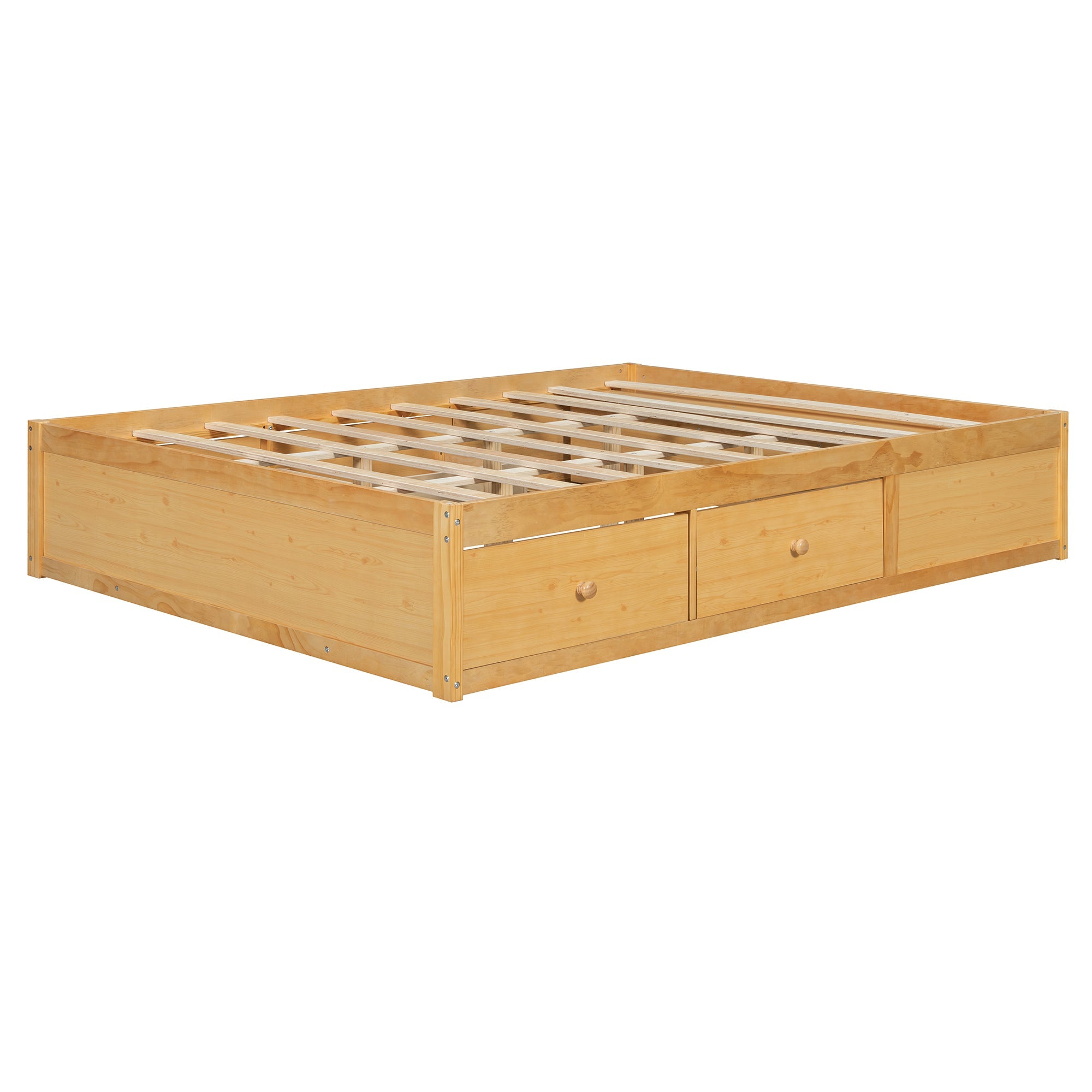 Platform Bed Frame with 4 Storage Drawers and Hydraulic Lift Footboard