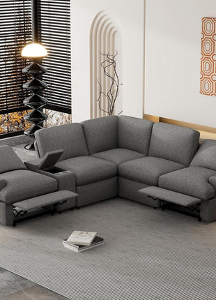 Modern Power Reclining Sectional Sofa with USB