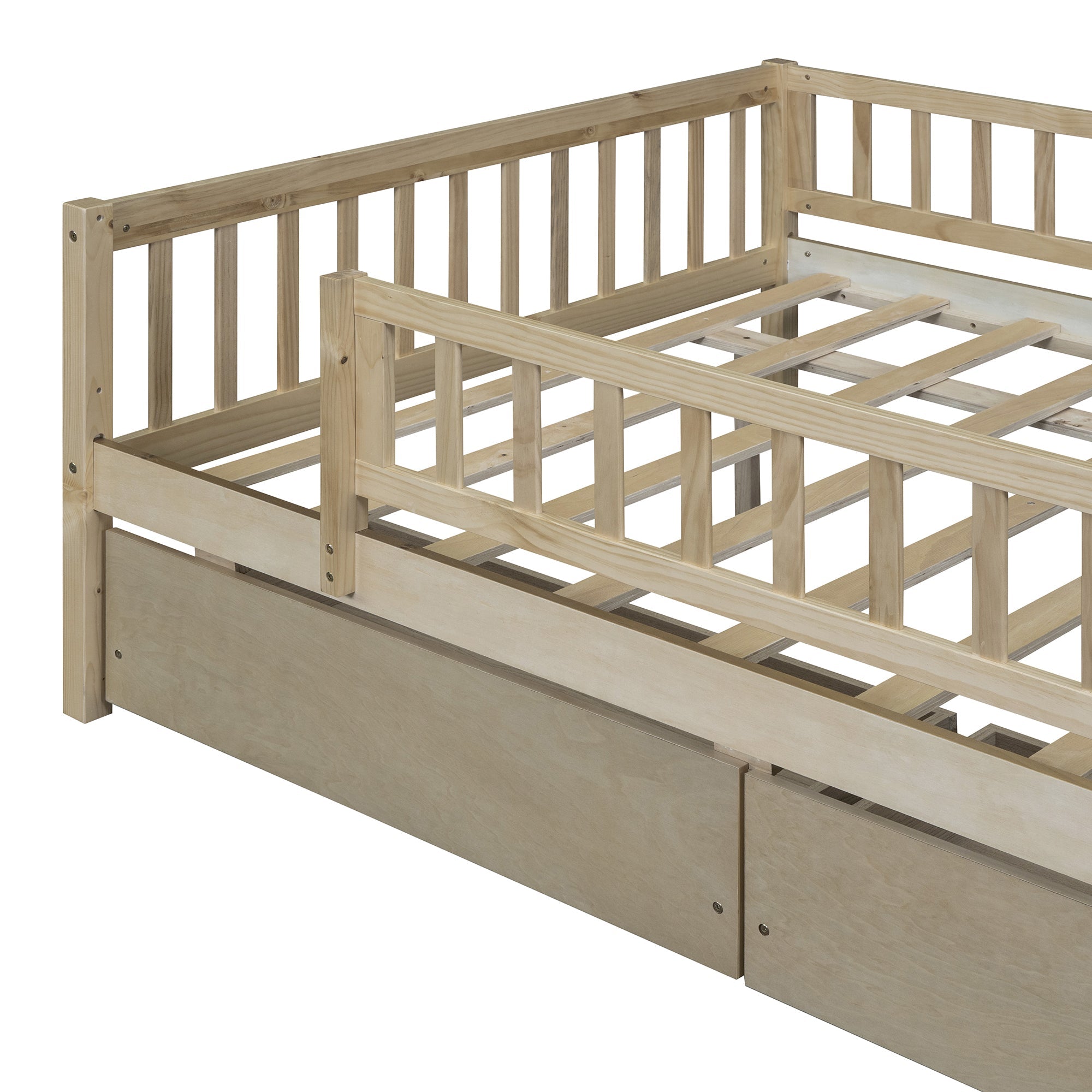 Full Size Daybed Wood Bed with Two Drawers