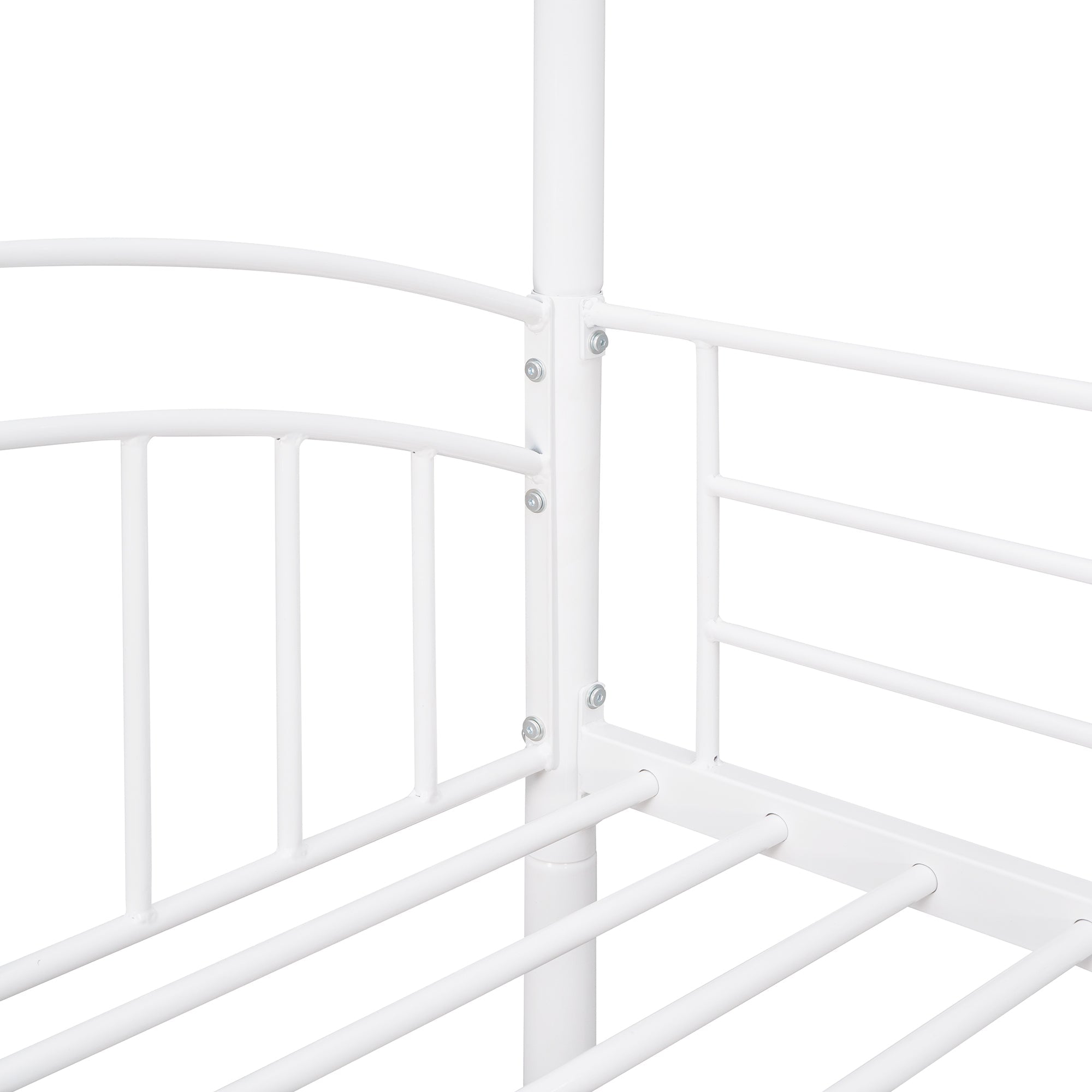 Twin Over Twin Metal Bunk Bed With Slide, Kids House Bed