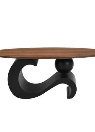 Black Nesting Coffee Table Set of 2, Oral and Round Coffee Table Set, Industrial Table for Living Room, Large 47.24'', Small 19.69''-3