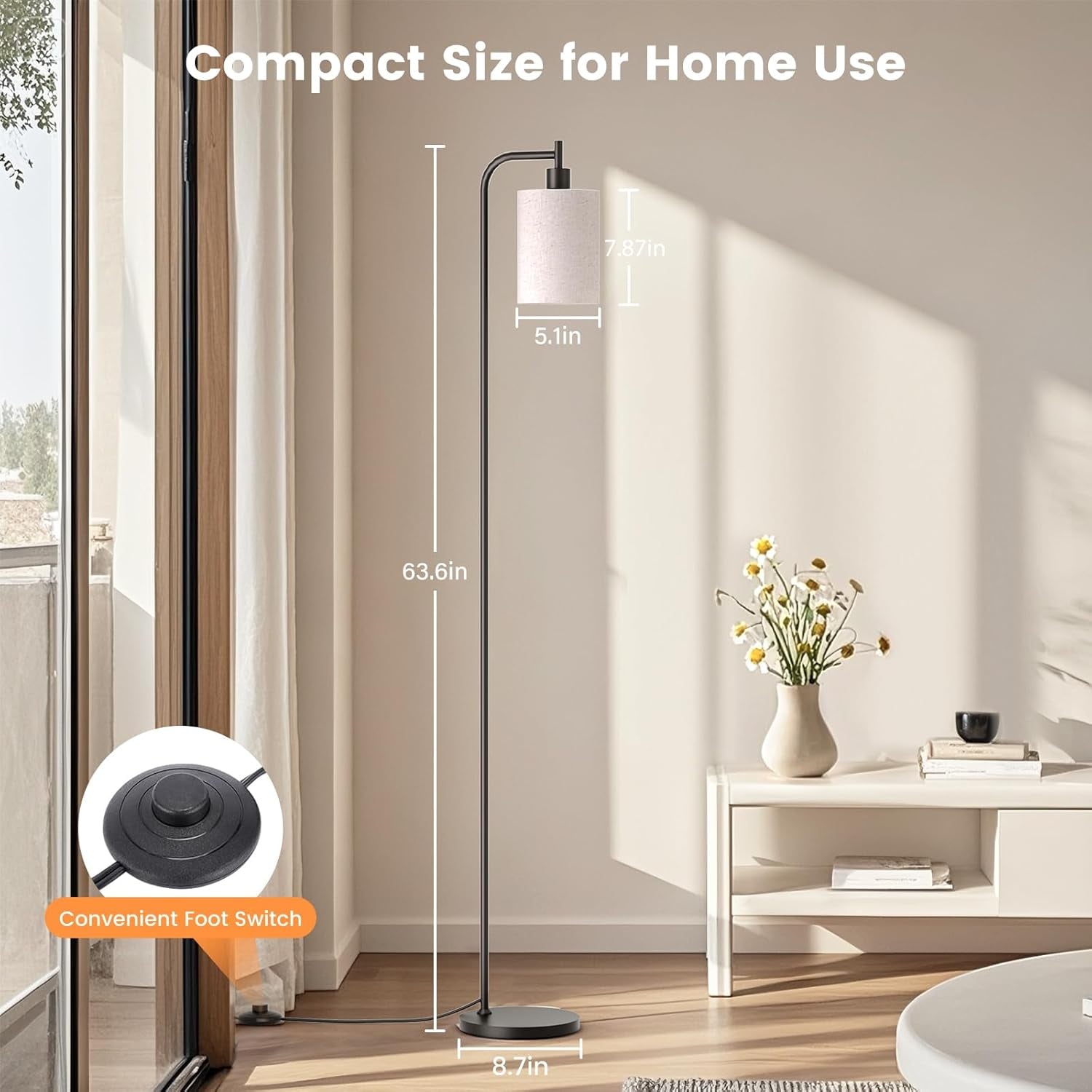 Dimmable Floor Lamp With Remote ThreeColorTemperatures