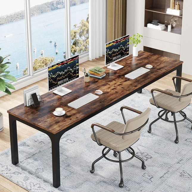 78.7 Inches Extra Long Computer Desk 2 Person Desk, Double Long Desk, Workstaion for Home Office-0