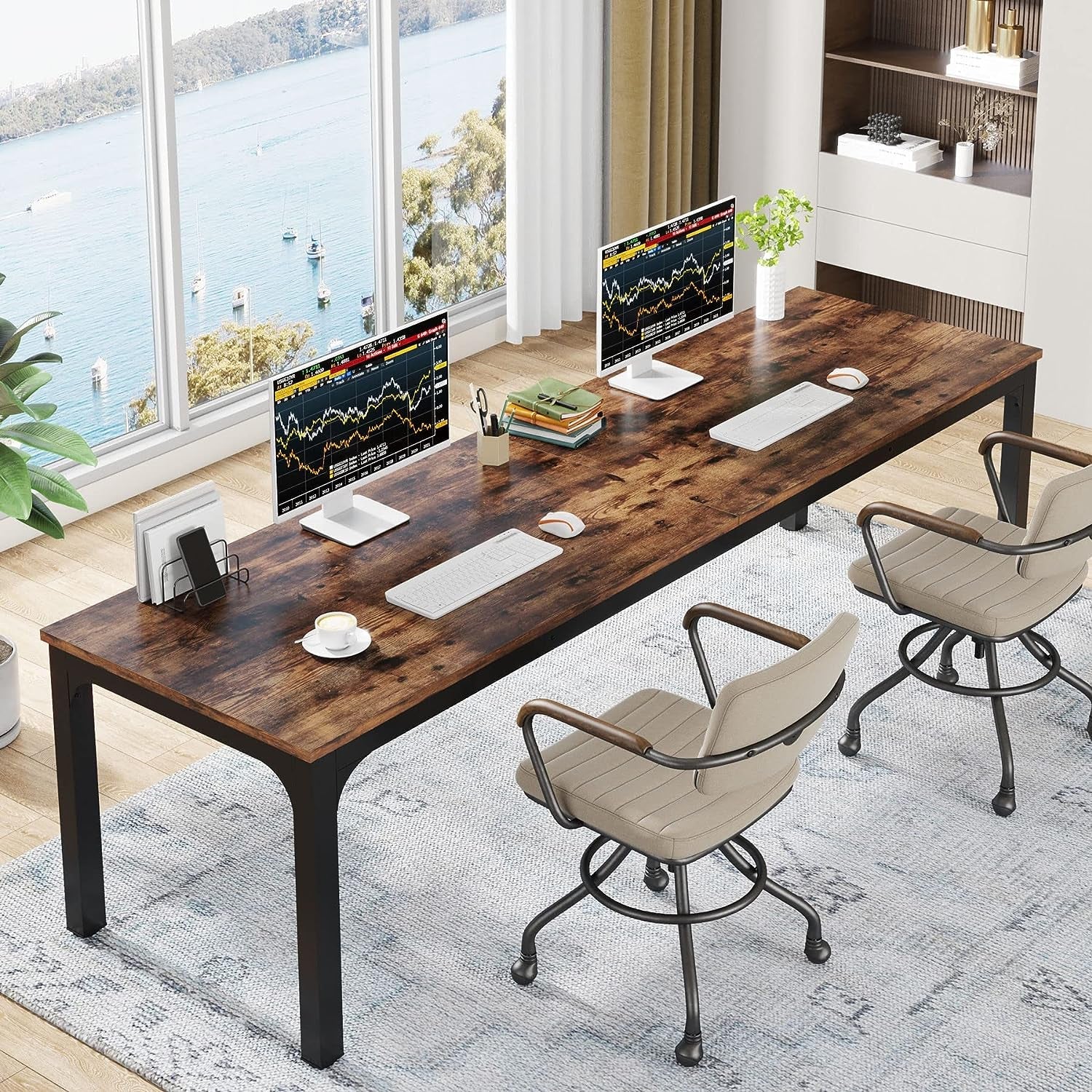 78.7 Inches Extra Long Computer Desk 2 Person Desk, Double Long Desk, Workstaion for Home Office-0