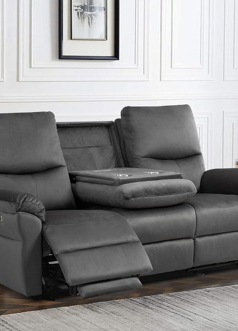Reclining Sofa, Power Reclining Sofa with Drop down Table, Cup Holder and USB Port, Modern Recliner Sofa 3 Seater,Wall Hugger Sofa Recliner for Living Room Furniture Sets(Gray)