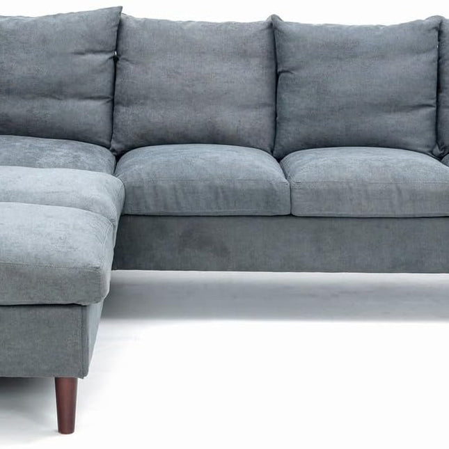 Sectional Sofa Living Room Furniture Set L Shape Couch Linen Fabric for Home Room Decor Bedroom,3 Seater Left Facing Chaise (Grey, 6 Seater Corner with Bulit-In USB Chaise)-2