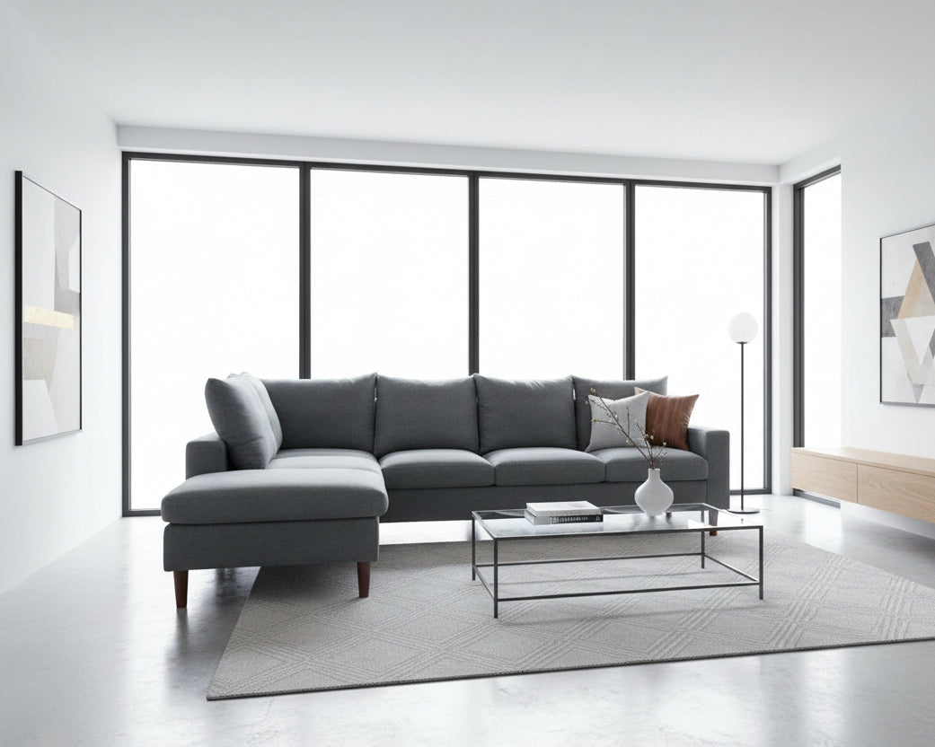 Sectional Sofa Grey Left Facing Chaise Living Room-2