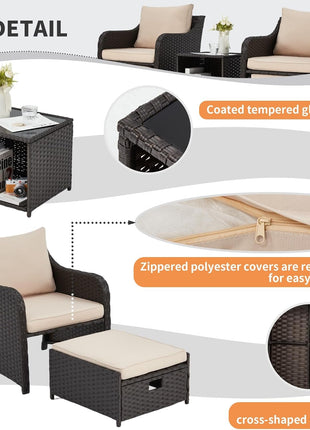 Five Piece All Weather Wicker Patio Furniture Set-4
