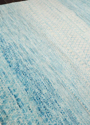 8' x 10' Hand Knotted 100% Wool Contemporary Modern Area Rug Ivory Aqua