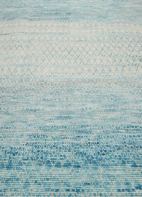 8' x 10' Hand Knotted 100% Wool Contemporary Modern Area Rug Ivory Aqua