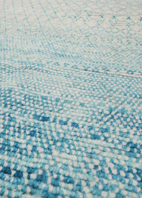 8' x 10' Hand Knotted 100% Wool Contemporary Modern Area Rug Ivory Aqua