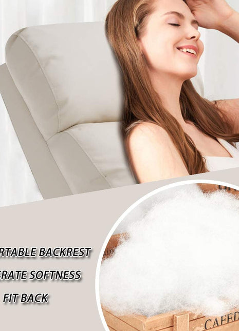 Beige Leather Massage Recliner Sofa-2