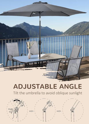 Eight Piece Patio Furniture Set with Umbrella and Chairs-3