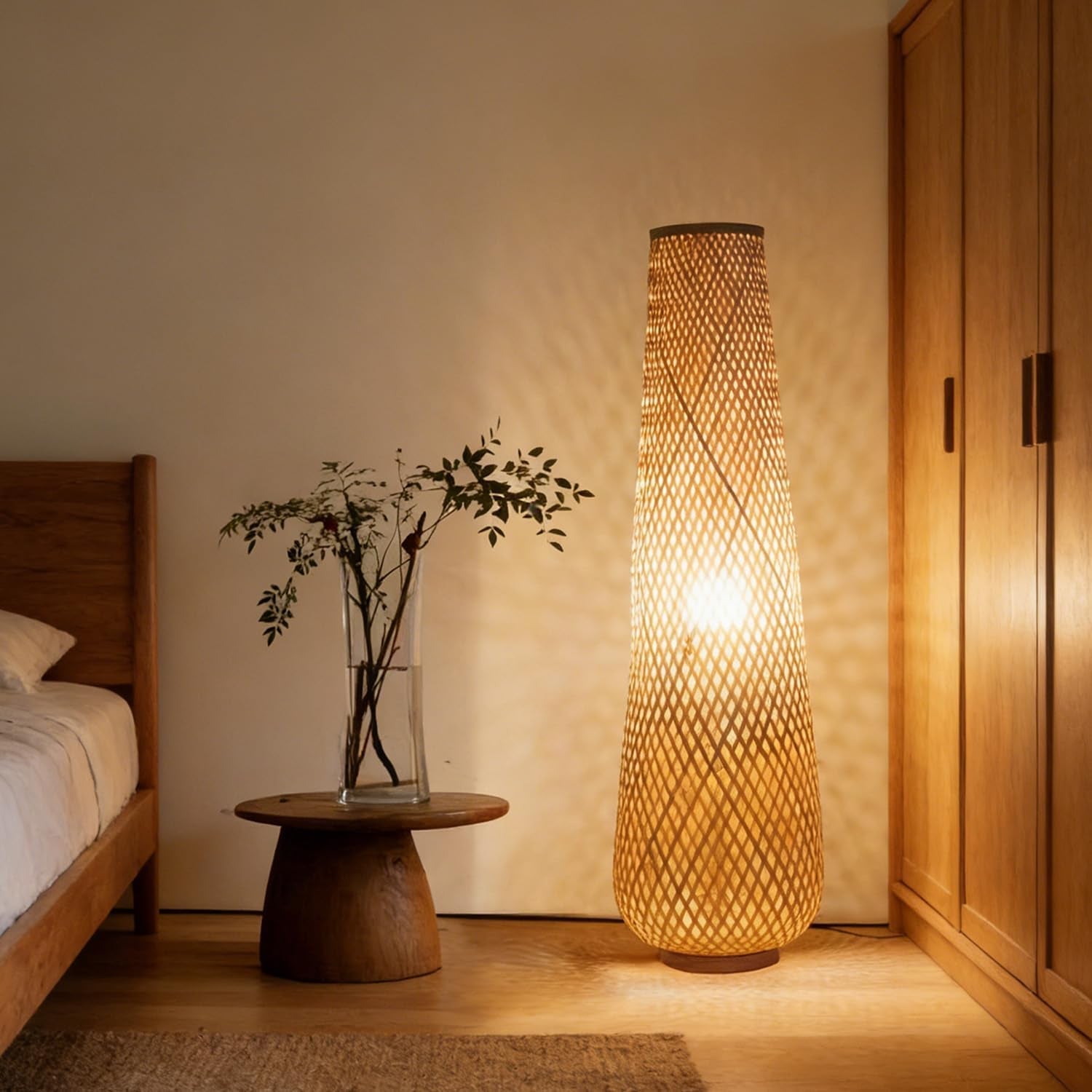Bamboo Floor Lamp Large Woven Boho