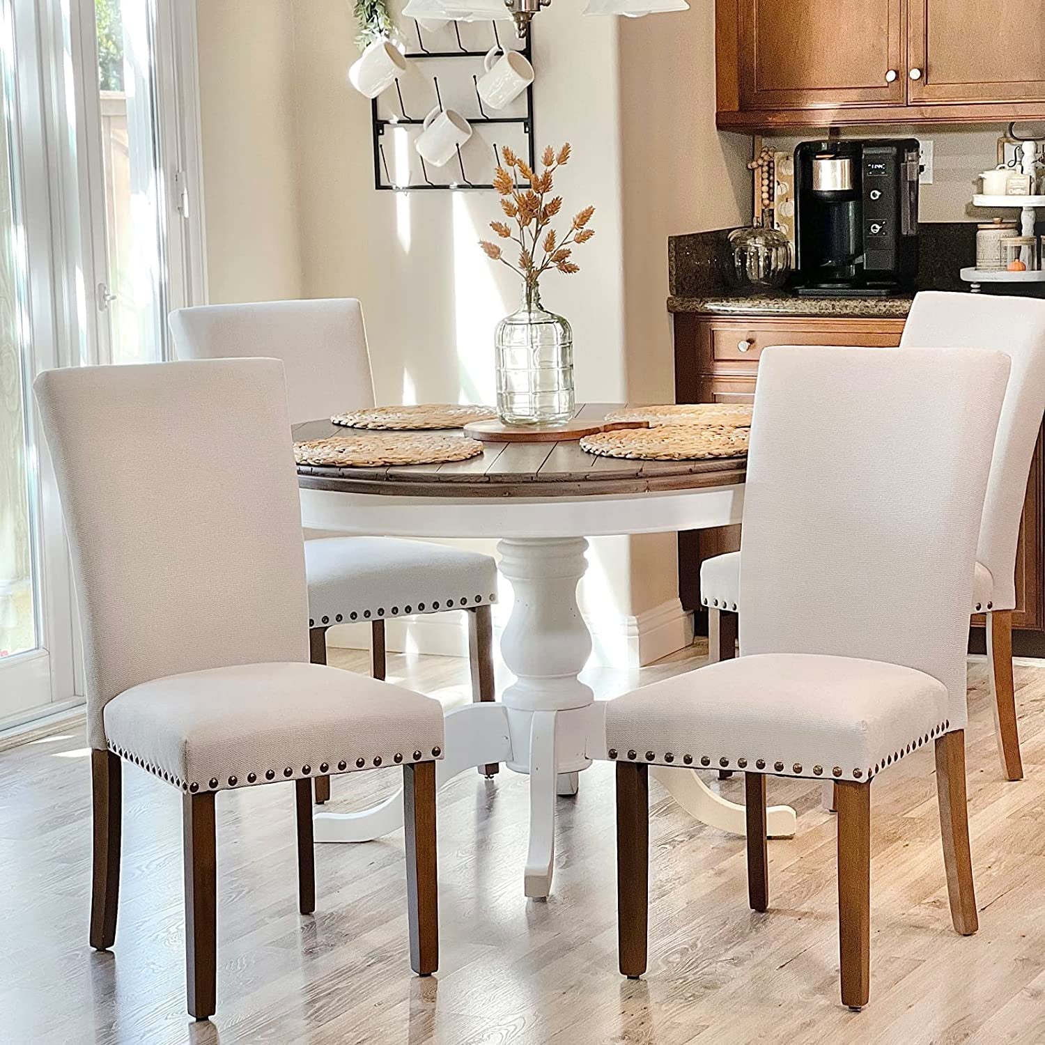 Beige Parsons Upholstered Chairs-0