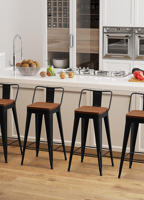 Modern Stackable Metal Bar Stools Set of Four-2