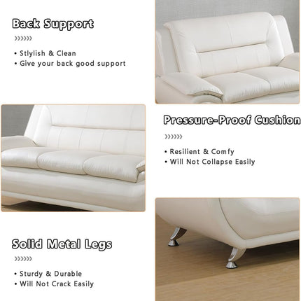 Luxurious B-Creamy White 2-Piece Leather Sectional Sofa