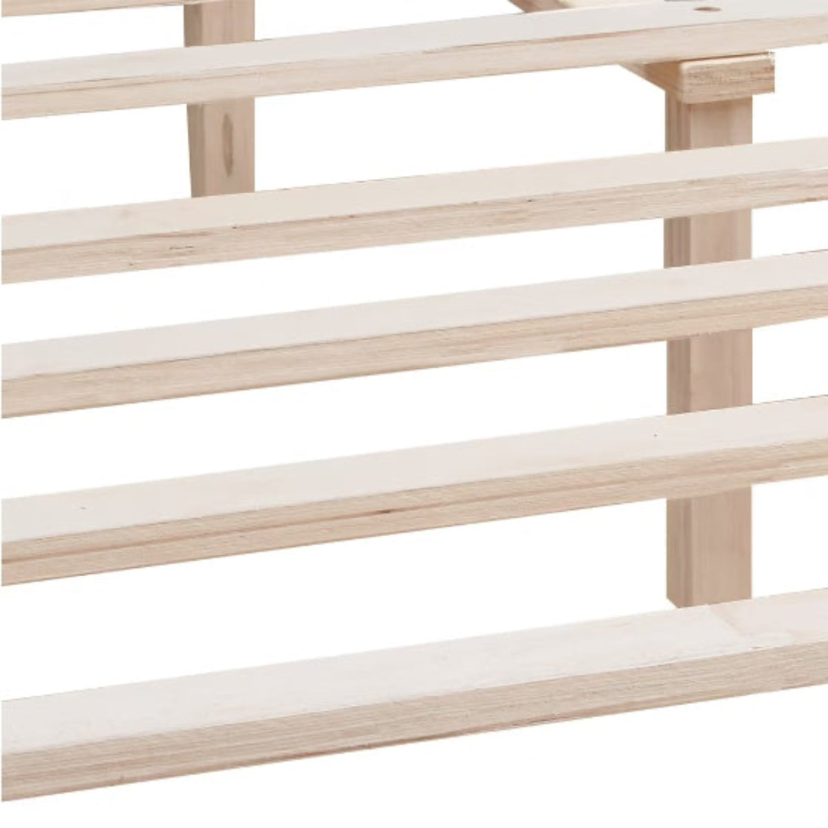 Wooden shelf with multiple horizontal slats on a white background