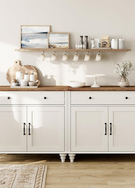 WAMAPT Buffet Cabinet with 4 Doors and 2 Drawers, Large Coffee Bar Tables Wood Kitchen Storage Cabinets with Storage Cabinets, Modern Farmhouse Sideboard Credenza for Dining Room, off White, 68 Inch-0