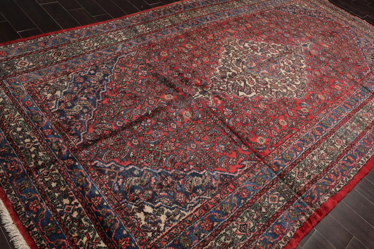 Hardy Haus 7' x 13' Hand-Knotted 100% Wool Tabriz Traditional Oriental Area Rug – Coral &amp; Ivory Multi-Color