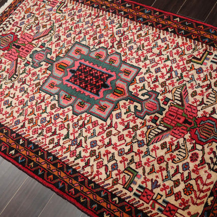 3’5”x5’3" Vintage Hand Knotted Wool Geometrical Tabriz Oriental Area Rug Beige-1