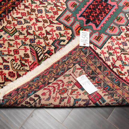 3’5”x5’3" Vintage Hand Knotted Wool Geometrical Tabriz Oriental Area Rug Beige-3