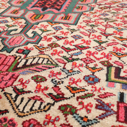 3’5”x5’3" Vintage Hand Knotted Wool Geometrical Tabriz Oriental Area Rug Beige-4