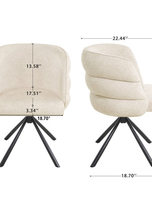 270° Swivel Home Office Desk Chairs Set of 2,Modern Dining Chairs, Upholstered Bedroom Chairs with Metal Base,Makeup Chair for Vanity, for Living Room, Bedroom,Study Room,Dining Room(Beige)-4