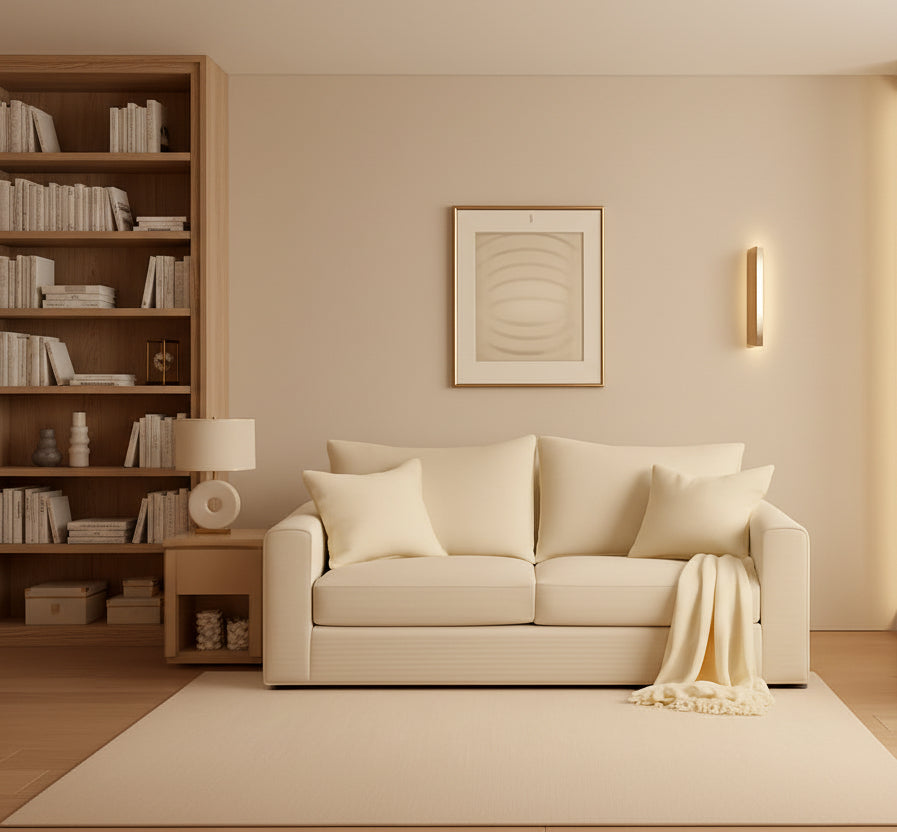 Hardy Haus Corduroy Convertible Sofa Bed | Three-in-One Beige Tone Sleeper