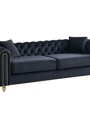 86'' W Luxury Modern Tufted Sofa with 2pcs of toss pillows for Living Room ,Bedroom,Black Color-4